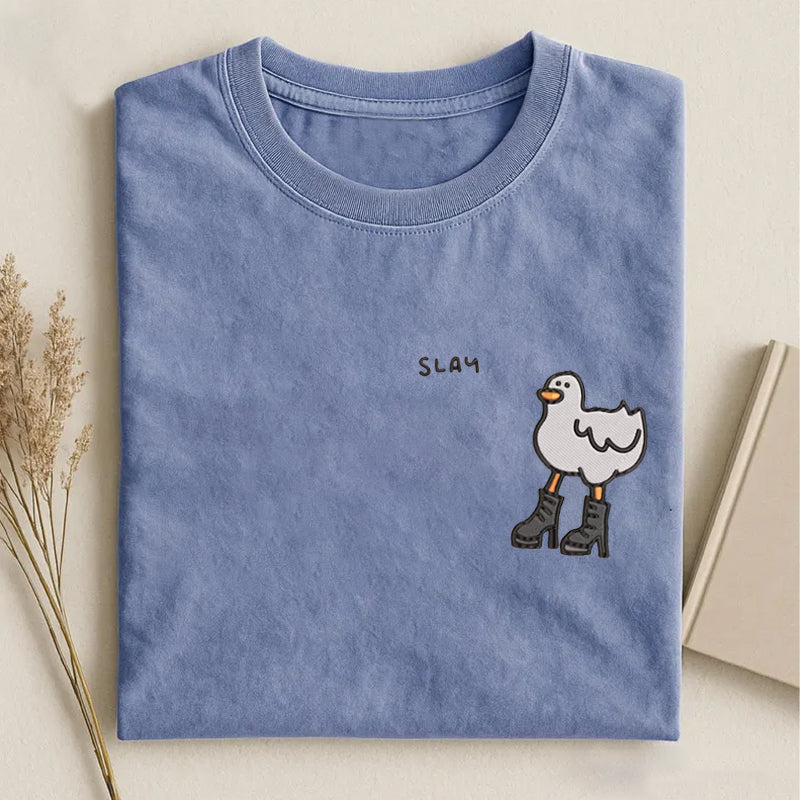 Embroidered Slay Duck Funny T-shirt