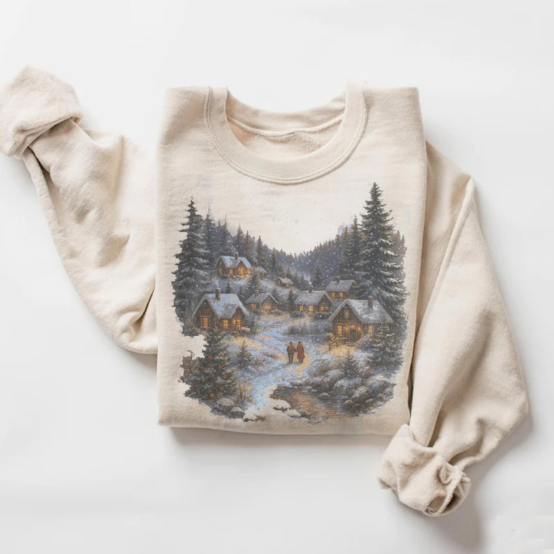Retro Christmas Winter Village Sweatshirt