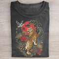 Retro Tiger Linocut Style Wildcat T-shirt