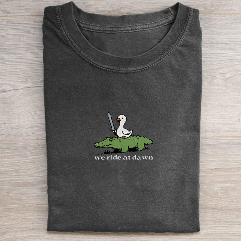 We Ride at Dawn Embroidered T-shirt