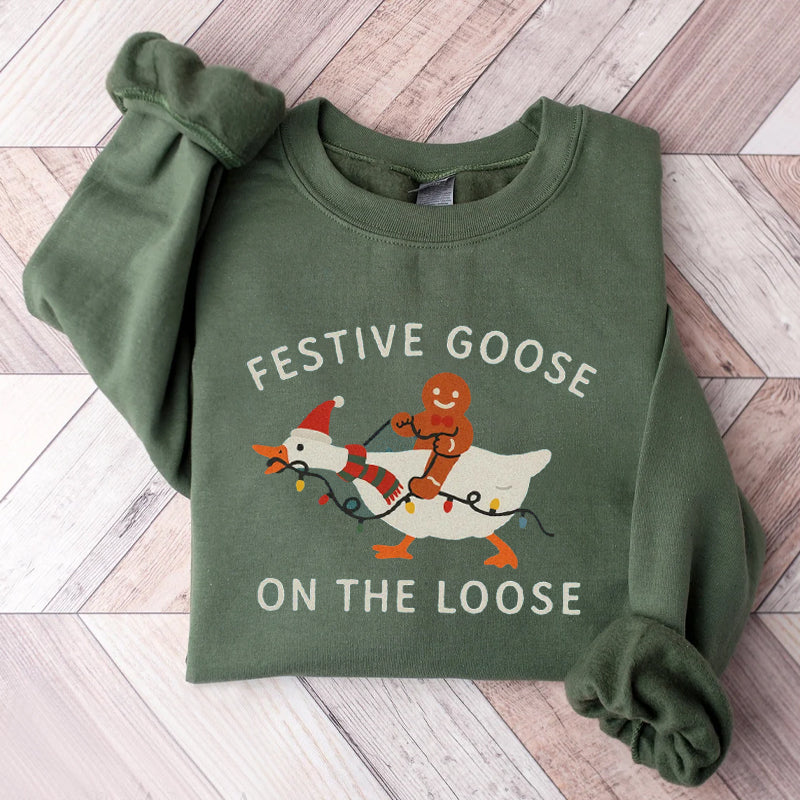 Festive Goose On The Loose Sweatshirt